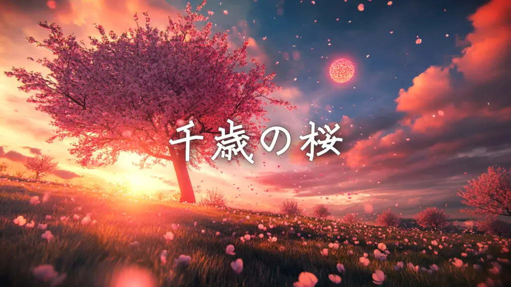 出会いと別れの和風「千歳の桜」