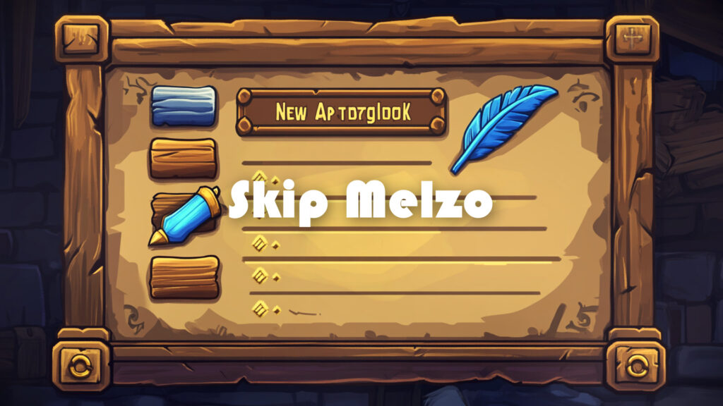 Menu screen of the game/Pizzicato "Skip Melzo"