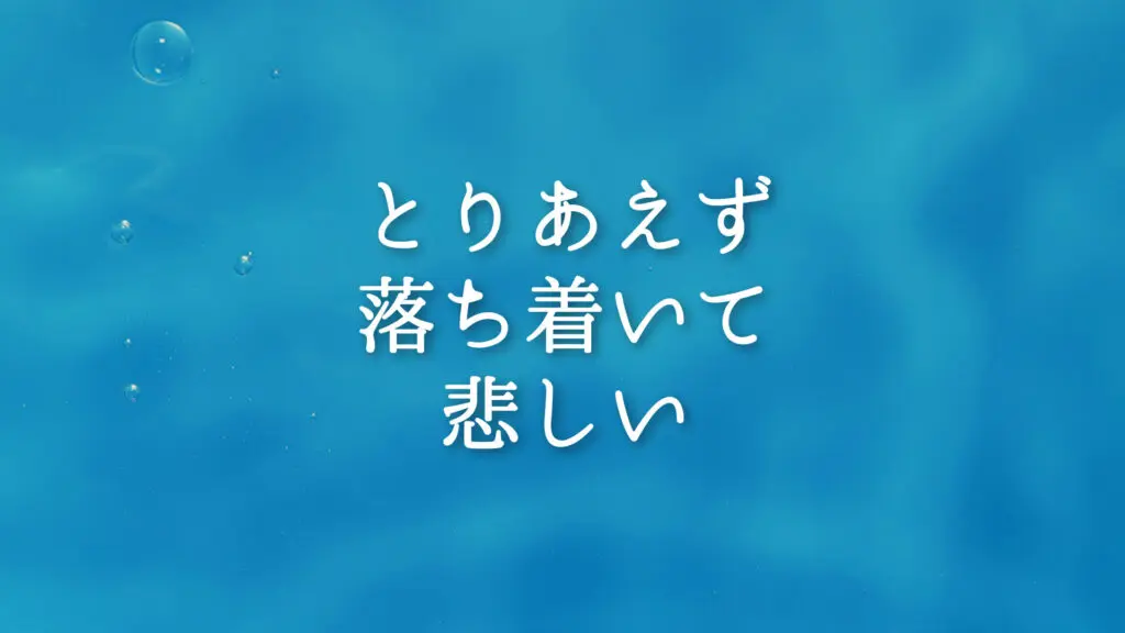 静か/悲しい「とりあえず落ち着いて悲しい」